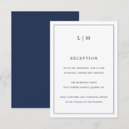 Einfache Hochzeit in Navy Blue Monogram Begleitkarte