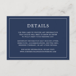 Einfache Hochzeit in Navy Blue Monogram Begleitkarte