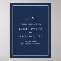 Einfache Hochzeit in Navy Blue Monogram