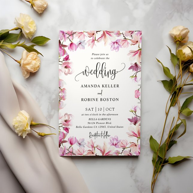Einfache Hochzeit in Rosa Einladung (Von Creator hochgeladen)