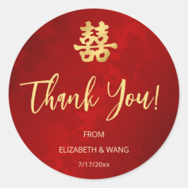 Einfache Hochzeit in Rot-Chinesisch Danke Runder Aufkleber