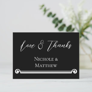Einfache Hochzeit in Schwarz und Weiß Dankeskarte