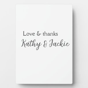 Einfache Hochzeit Liebe & Dank Paarname minimal  Fotoplatte