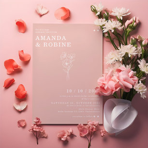 Einfache Hochzeit Minimalistischer Blume Einladung