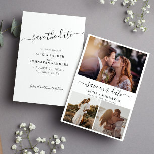 Einfache Hochzeit mit 3 Fotos Save The Date