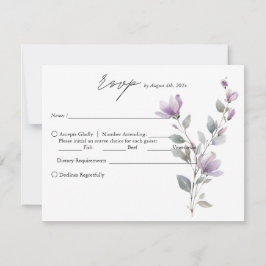Einfache Hochzeit mit Aquarellblumen RSVP Karte