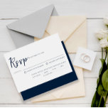 Einfache Hochzeit mit blauem Kalligrafie RSVP Karte<br><div class="desc">Eine einfache und elegante Kalligrafie dunkelblau nautische Hochzeitskarte rsvp Karte. Das hat einen weißen,  sauberen Hintergrund mit marineblauer Typografie . Minimalistisch und elegant mit handgeschriebener Schrift. Mit der Wahl des Essens und der Möglichkeit der Allergien.</div>