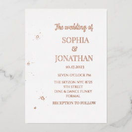 Einfache Hochzeit mit Blumen und Gold Folieneinladung