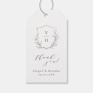 Einfache Hochzeit mit botanischem Wappen Geschenkanhänger