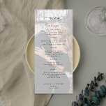 Einfache Hochzeit mit elegantem Foto Menükarte<br><div class="desc">Trendy Foto Overlay Schwarz-Weiß minimalistische Typografie benutzerdefinierten Text Vorlage Hochzeitsmenü Karte.</div>