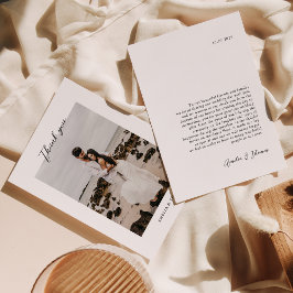 Einfache Hochzeit mit elegantem Skript-Foto Dankeskarte