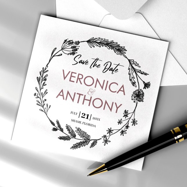 Einfache Hochzeit mit floralem Save the Date QR Co Einladung (Simplify your RSVP with our QR code save-the-date, adding an unforgettable touch to your special day)