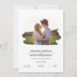 Einfache Hochzeit mit Foto-Brush Border Einladung