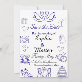Einfache Hochzeit mit Grafiken Einladung
