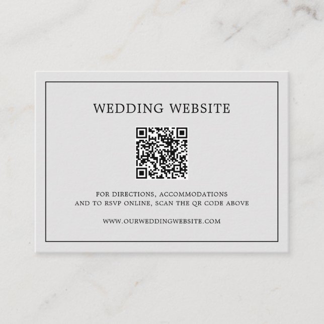 Einfache Hochzeit mit hellgrauem QR-Code Begleitkarte (Vorderseite)