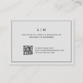 Einfache Hochzeit mit hellgrauem QR-Code Mitteilungskarte