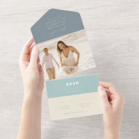 Einfache Hochzeit mit modernem Meerglas Dusty Blue