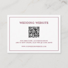Einfache Hochzeit mit QR-Code für Burgundy Monogra Begleitkarte