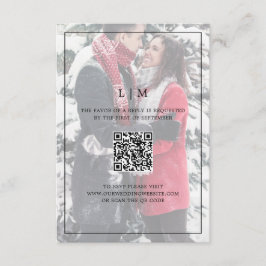 Einfache Hochzeit mit schwarzem und weißem Foto RSVP Karte