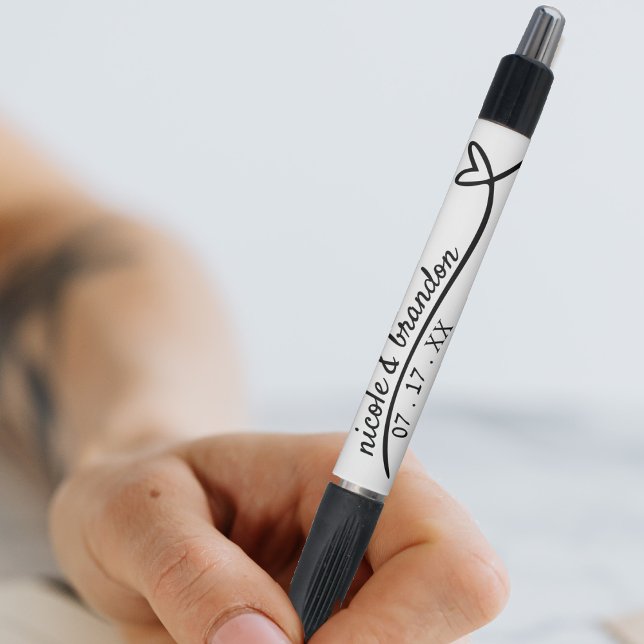Einfache Hochzeit mit weißem und schwarzem Herzen Kugelschreiber (Simple White & Black Heart Wedding Pen)