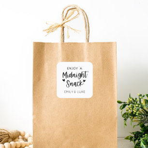 Einfache Hochzeit Mitternacht Snack Liebeskleber Quadratischer Aufkleber