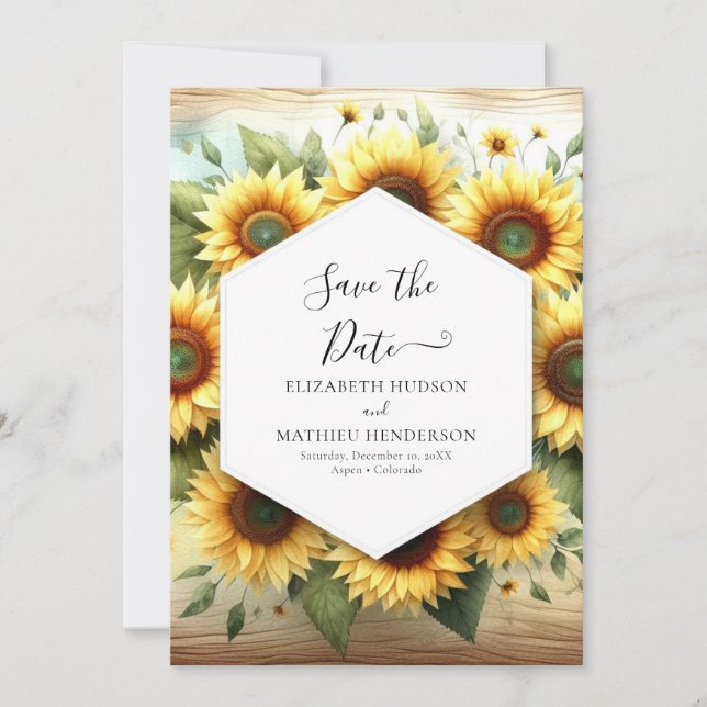 Einfache Hochzeit moderner Sonnenblumen Save The Date (Vorderseite)