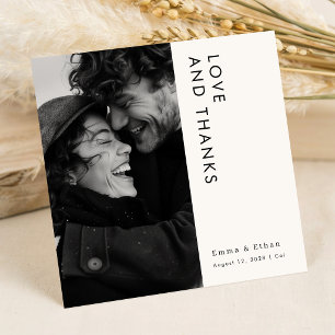 Einfache Hochzeit moderner Typografie-Fotos Dankeskarte