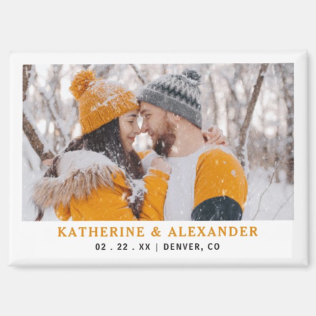 Einfache Hochzeit retten das Datum Modernes Minima Magnet (Vorderseite)