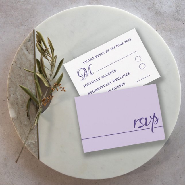 Einfache Hochzeit RSVP Lila Lilac Karte (Von Creator hochgeladen)