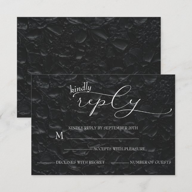 Einfache Hochzeit Schwarz & Weiß RSVP Karte (Vorne/Hinten)