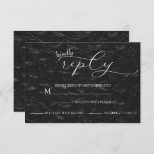 Einfache Hochzeit Schwarz & Weiß RSVP Karte