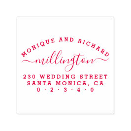 Einfache Hochzeit | Script Family Name Rücksendead Permastempel