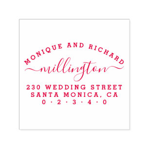 Einfache Hochzeit   Script Family Name Rücksendead Permastempel