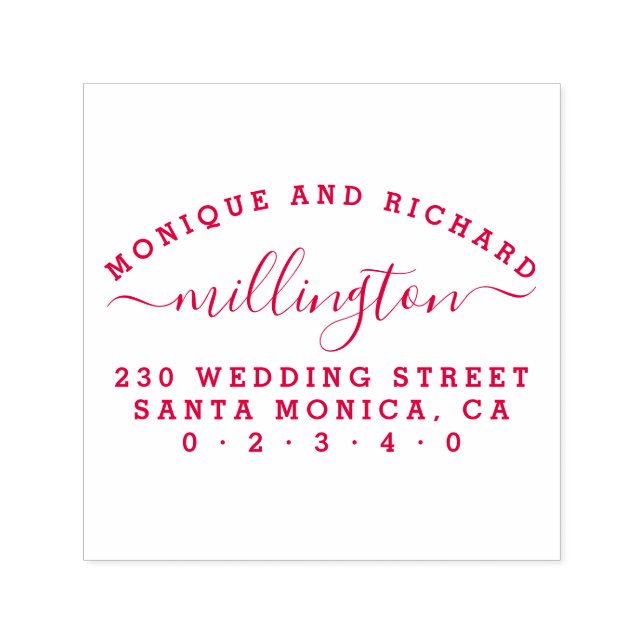 Einfache Hochzeit | Script Family Name Rücksendead Permastempel (Design)