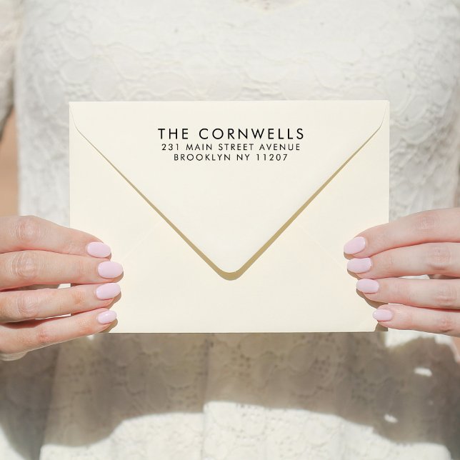 Einfache Hochzeit Speichern Sie die Rücksendeadres Gummistempel (Von Creator hochgeladen)