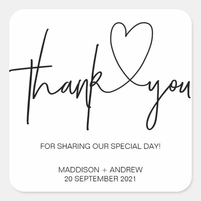 Einfache Hochzeit Verlobung Vielen Dank, dass Sie  Quadratischer Aufkleber (Vorderseite)