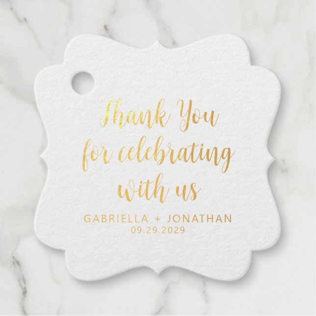 Einfache Hochzeit Vielen Dank Gold Foil Geschenkanhänger (Vorderseite)