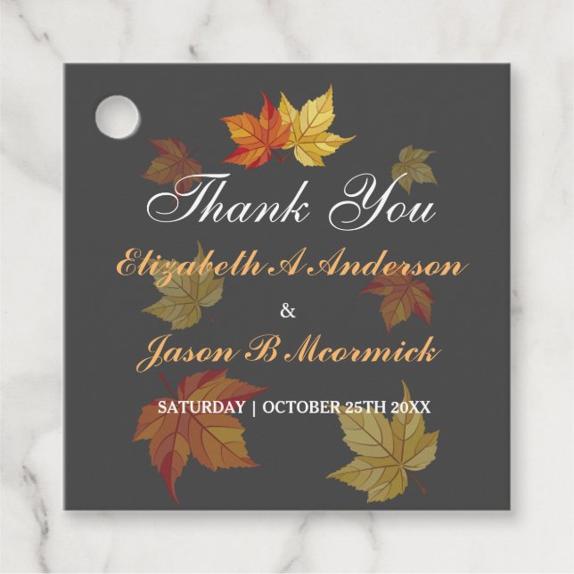 Einfache Hochzeit von Ahorn-Blätter Geschenkanhänger (Vorderseite)