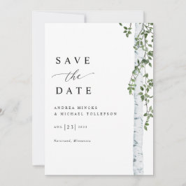 Einfache Hochzeit von Birch Tree Save The Date