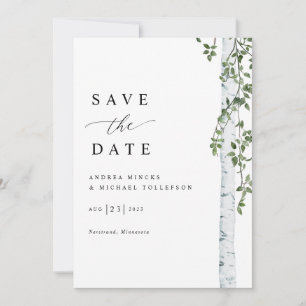 Einfache Hochzeit von Birch Tree Save The Date