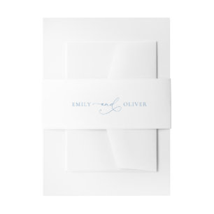 Einfache Hochzeit von Dusty Blau und Weiß Einladungsbanderole