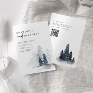 Einfache Hochzeit von Dusty Blue Mountain QR Code Einladung