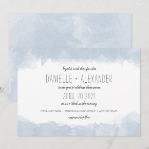 Einfache Hochzeit von Dusty Blue Watercolor Einladung