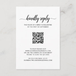 Einfache Hochzeit von elegantem Script-Foto QR-Cod RSVP Karte