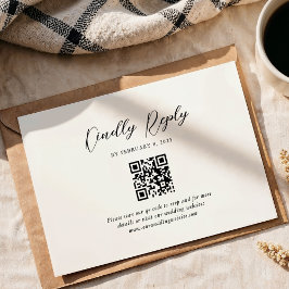 Einfache Hochzeit von elegantem Script Qr Code RSVP Karte