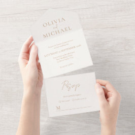 Einfache Hochzeit von Elfenbein und Tan All In One Einladung