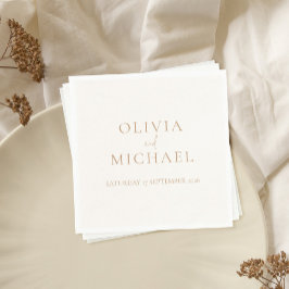 Einfache Hochzeit von Elfenbein und Tan Serviette