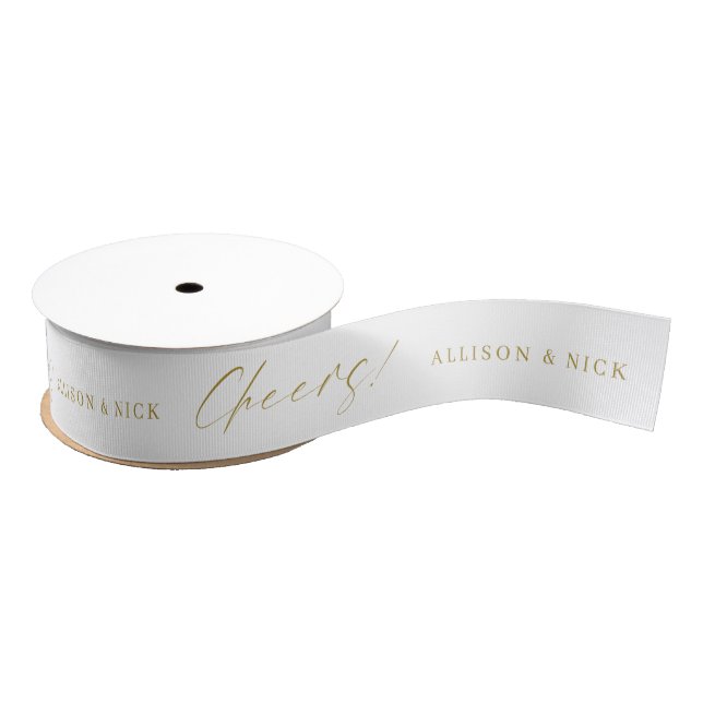 Einfache Hochzeit von Gold und White Custom Cheers Ripsband (Spule)