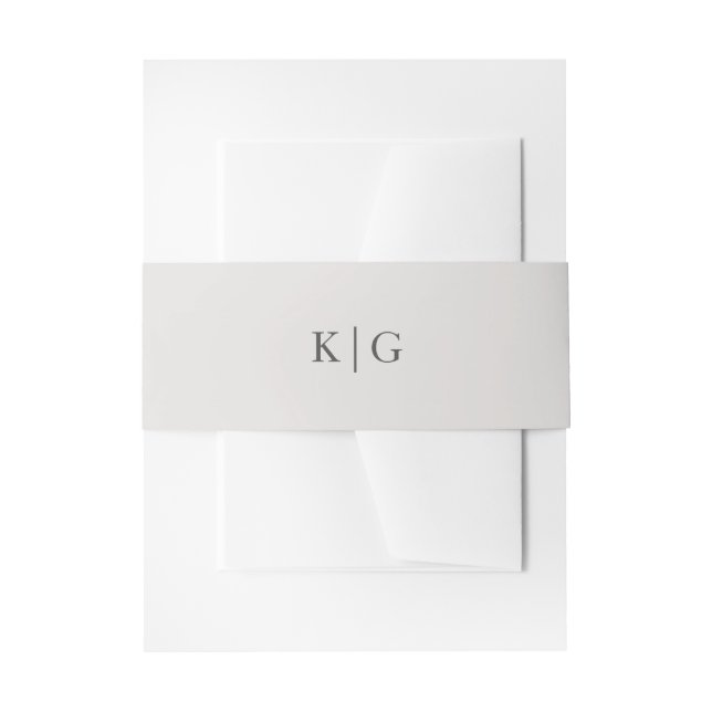 Einfache Hochzeit von Light Gray Monogram Einladungsbanderole (Vorderseite Beispiel)