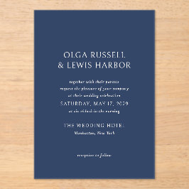 Einfache Hochzeit von Marine und Cream Acryleinladungen